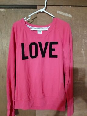 Victoria's Secret PINK Red-Pink Crew Sweatshirt
